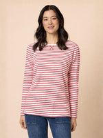Harbour Stripe Print Long Sleeve Tee  - Red/White