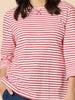 Harbour Stripe Print Long Sleeve Tee  - Red/White