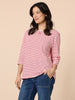 Harbour Stripe Print Long Sleeve Tee  - Red/White