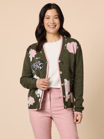 Colorado Floral Print Knit Cardigan - Khaki Multi