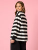 Riviera Sequin Stripe Print Sweatshirt - Black/Ivory