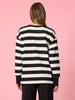 Riviera Sequin Stripe Print Sweatshirt - Black/Ivory