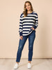 Riviera Sequin Stripe Print Sweatshirt - Navy/Ivory rc&co