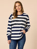Riviera Sequin Stripe Print Sweatshirt - Navy/Ivory rc&co