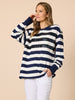 Riviera Sequin Stripe Print Sweatshirt - Navy/Ivory rc&co