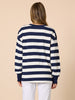 Riviera Sequin Stripe Print Sweatshirt - Navy/Ivory rc&co