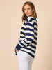 Riviera Sequin Stripe Print Sweatshirt - Navy/Ivory rc&co