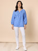 Cherish Embroidered Heart Stripe Print Top - Blue/White RC&CO