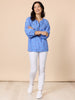 Cherish Embroidered Heart Stripe Print Top - Blue/White RC&CO