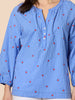Cherish Embroidered Heart Stripe Print Top - Blue/White RC&CO