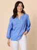 Cherish Embroidered Heart Stripe Print Top - Blue/White RC&CO