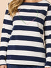 From The Heart Embroidered Stripe Print Tee - Navy/Ivory rc&co