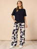 Rive Gauche Print Wide Leg Pant - Navy Multi rc&co