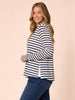 The Duo Stripe Print 2 in 1 Top - Navy/Ivory