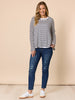 The Duo Stripe Print 2 in 1 Top - Navy/Ivory rc&co