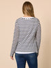The Duo Stripe Print 2 in 1 Top - Navy/Ivory rc&co