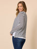 The Duo Stripe Print 2 in 1 Top - Navy/Ivory rc&co