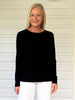 Brushed Crew Neck Long Sleeve Tee - Black