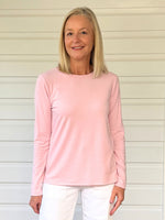 Brushed Crew Neck Long Sleeve Tee - Blush