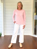 Brushed Crew Neck Long Sleeve Tee - Blush