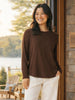Brushed Crew Neck Long Sleeve Tee - Coffee