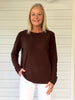 Brushed Crew Neck Long Sleeve Tee - Coffee