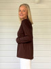 Brushed Crew Neck Long Sleeve Tee - Coffee