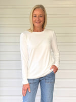 Brushed Crew Neck Long Sleeve Tee - Ivory