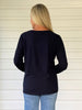 Brushed Crew Neck Long Sleeve Tee - Navy