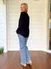 Brushed Crew Neck Long Sleeve Tee - Navy