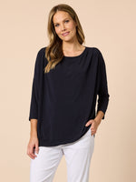 Traveller Pleat Top - Navy