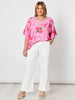 Summer Gala Floral Print Top - Hot Pink