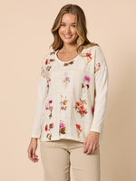 Central Park Floral Print Top - Natural Multi