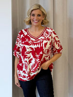 Moulin Rouge Floral Print Top - Red