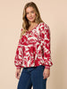 Moulin Rouge Floral Print Top - Red rc&co