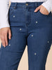 Hollywood Embroidered Star Straight Leg Jean - Denim rc&co