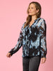 Lucia Ruffle Print Sheer Shirt - Midnight rc&co
