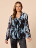 Lucia Ruffle Print Sheer Shirt - Midnight rc&co