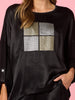 Opera Sequin Print Top - Black rc&co