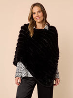 Roma Faux Fur Poncho - Black