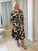 Venice Print Button Though Dress - Espresso Multi