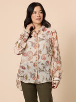 Arizona Floral Print Sheer Shirt - Natural Multi