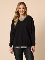 Double Take 2 in 1 Stripe Top  - Black/White