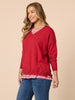 Double Take 2 in 1 Stripe Top  - Red/White