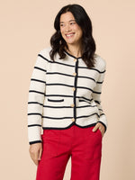 Hampton Stripe Print Cardigan - Ivory/Navy