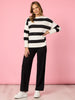 Betta Diamante Stripe Print Knit - Black/Ivory