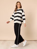 Betta Diamante Stripe Print Knit - Black/Ivory