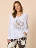 Fleur Floral Print Top - White/Gold rc&co