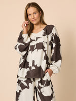 Toulouse Floral Print Top - Coffee Ivory