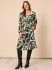 Lyon Print Dress - Khaki Ivory